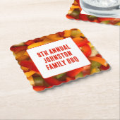 夏の懇親会カラフル写真BBQファミリーピクニック ペーパーコースター (アングル)