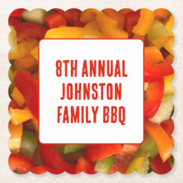 夏の懇親会カラフル写真BBQファミリーピクニック ペーパーコースター