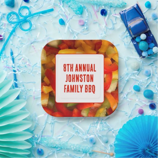 夏の懇親会鮮やか写真BBQファミリーピクニック ペーパープレート (パーティー)