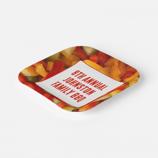 夏の懇親会鮮やか写真BBQファミリーピクニック ペーパープレート (傾斜あり)