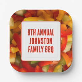 夏の懇親会鮮やか写真BBQファミリーピクニック ペーパープレート