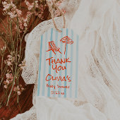 夏の手で描かれたオレンジ色のベビーボードの赤ちゃんシャワー ギフトタグ