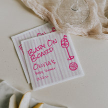 夏の手で描かれたピンクのベビーボードの赤ちゃんシャワー