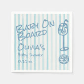 夏の手を引いた青いベビーボードの赤ちゃんシャワー スタンダードカクテルナプキン (正面)