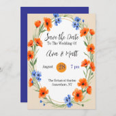 夏の抱擁ワイルドフラワー日付を保存 招待状 (正面/裏面)