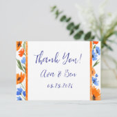 夏の抱擁ワイルドフラワー結婚のサンキューカード サンキューカード (スタンド正面)