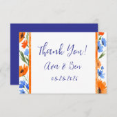 夏の抱擁ワイルドフラワー結婚のサンキューカード サンキューカード (正面/裏面)