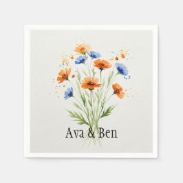 夏の抱擁ワイルドフラワー結婚ズ スタンダードカクテルナプキン