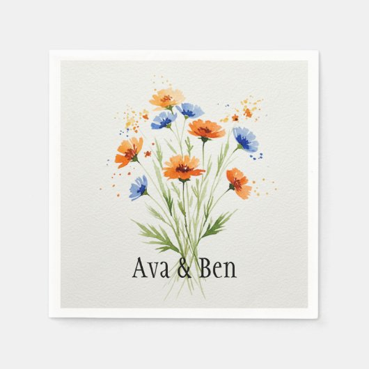 夏の抱擁ワイルドフラワー結婚ズ スタンダードカクテルナプキン (正面)