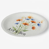 夏の抱擁ワイルドフラワー結婚ズ ペーパープレート (アングル)