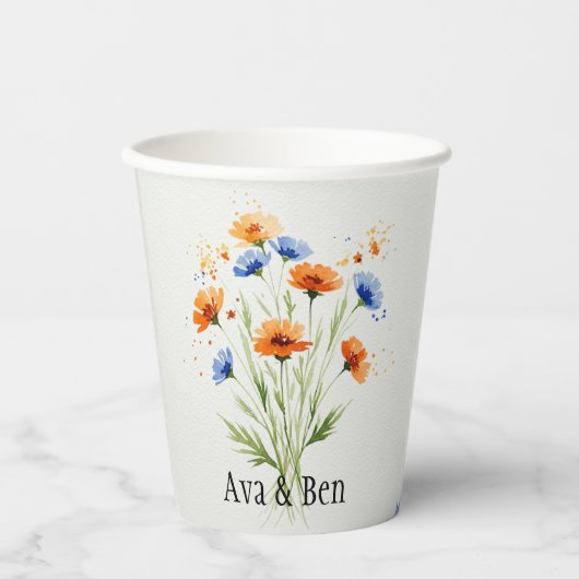 夏の抱擁ワイルドフラワー結婚ズ 紙コップ (正面)