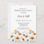 夏の抱擁 – 野花のカップル結婚のシャワー 招待状 (正面)