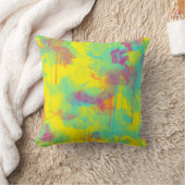 夏の抽象芸術カラフルおもしろい水色（ばちゃばちゃ）跳ねる クッション (ブランケット)