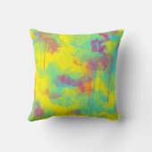 夏の抽象芸術カラフルおもしろい水色（ばちゃばちゃ）跳ねる クッション (裏面)
