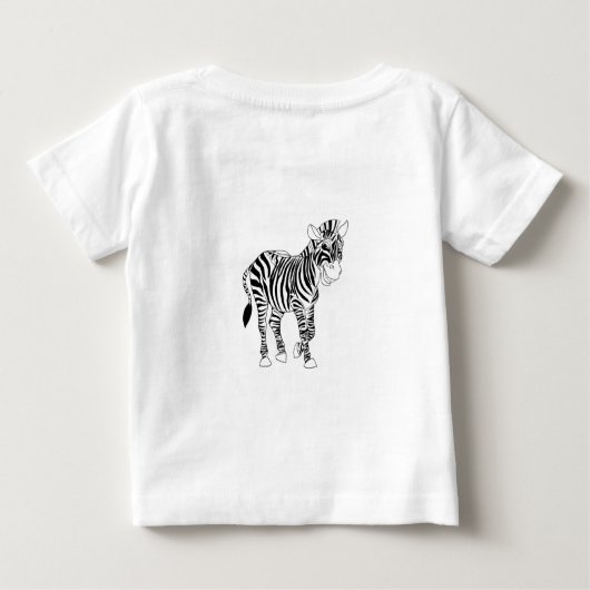 夏の散歩かわいいシマウマ花よき水色 ベビーTシャツ (裏面)