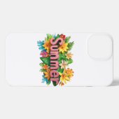 夏の文字カラフル- Summer Flowersイラストレーション iPhoneケース (裏面横)