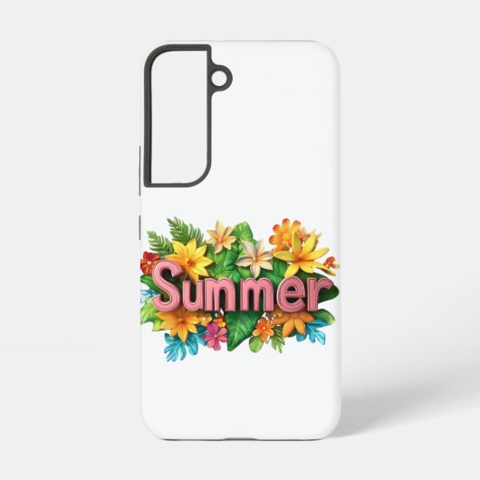 夏の文字カラフル- Summer Flowersイラストレーション Samsung Galaxyケース (裏面)