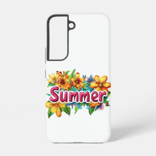 夏の文字カラフル- Summer Flowersイラストレーション Samsung Galaxy S22ケース