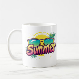 夏の文字カラフル- Summer Sunglasses コーヒーマグカップ