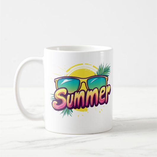 夏の文字カラフル- Summer Sunglasses コーヒーマグカップ (左)