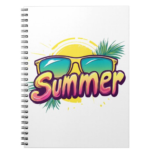 夏の文字カラフル- Summer Sunglasses ノートブック (正面)