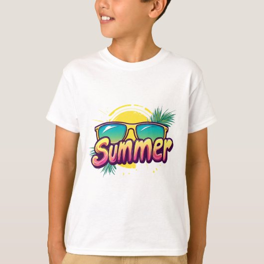夏の文字カラフル- Summer Sunglasses Tシャツ (正面)