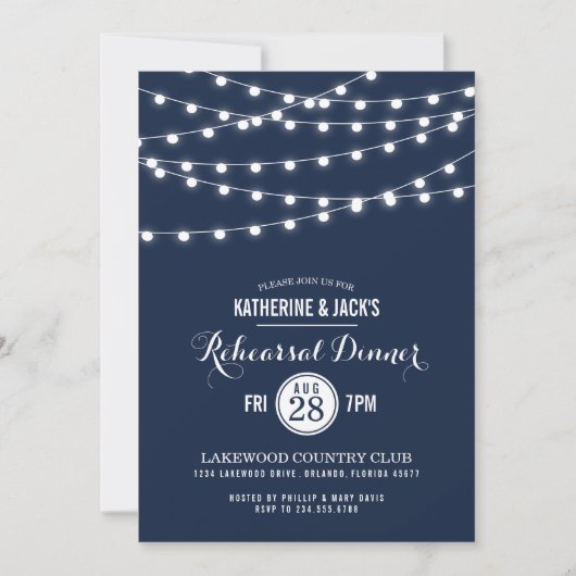 夏の文字列ライトリハーサルディナー招待状 招待状 (正面)