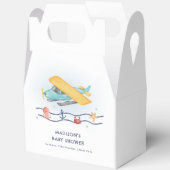 夏の旅の冒険 海の飛行機 ベビーシャワー フェイバーボックス (見開き)