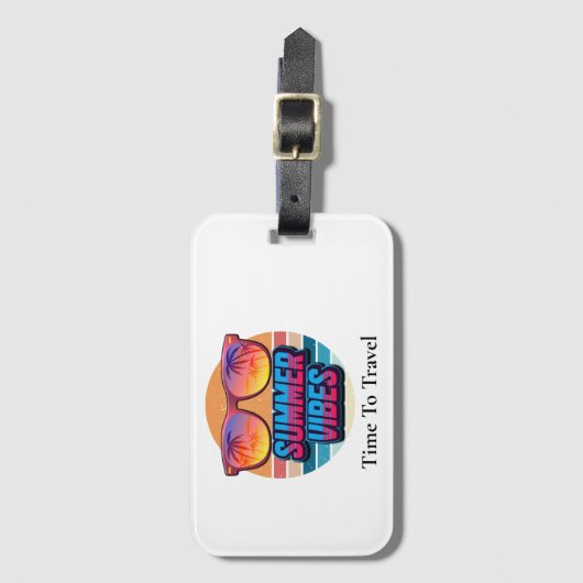 夏の旅行の時間Vibesパスポートホルダー ラゲッジタグ (正面縦)