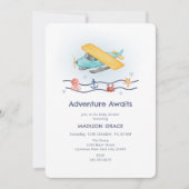 夏の旅行アドベンチャーシー飛行機ベビーシャワー 招待状 (正面)