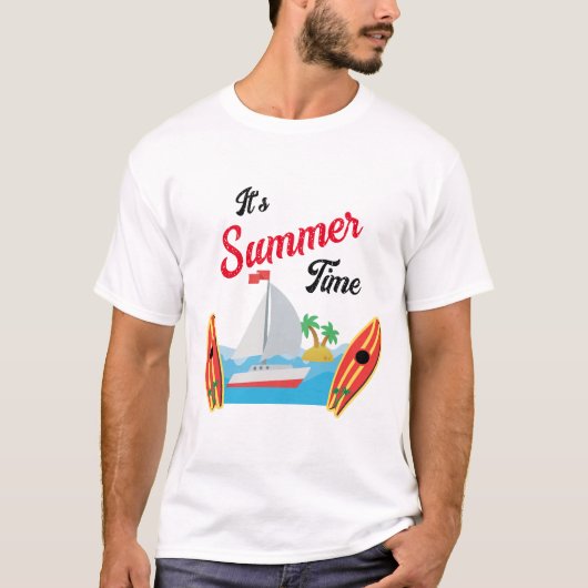 夏の旅行 海 ビーチ 波 バケーション 海洋 Tシャツ (正面)