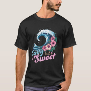 夏の旅 海の波 ハイビスカス 塩気のある 甘い 砂 Tシャツ