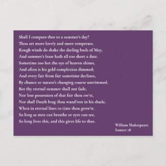 夏の日と君を比べようかソネット18 ポストカード