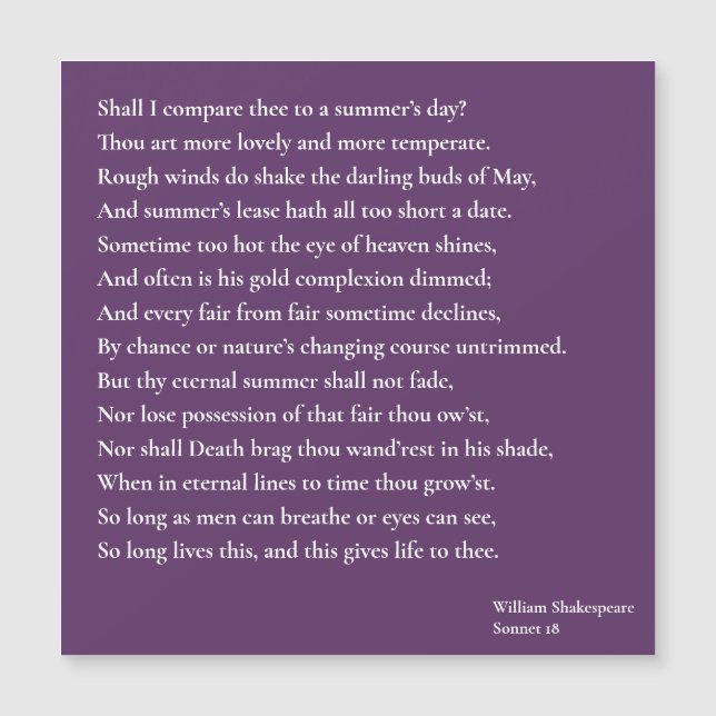 夏の日と比べようかソネット18 (正面)