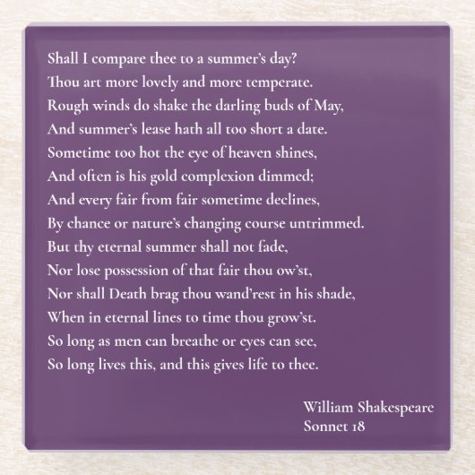 夏の日と比べようかソネット18 ガラスコースター (正面)