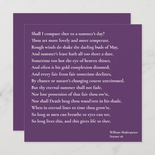 夏の日と比べようか？ sonnet 18 (正面/裏面)