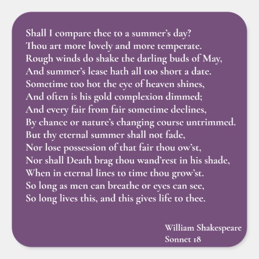 夏の日と比べようか? sonnet 18 スクエアシール (正面)