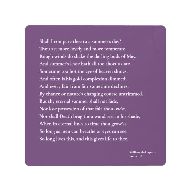 夏の日と比べようか？ sonnet 18 メタルプリント (正面)