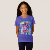 夏の日に食べ物かわいいアニメ女子スイカ Tシャツ (正面フル)