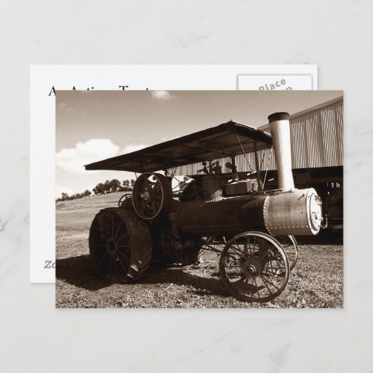 夏の日に～をアンティークトラクターにはがきで表示する ポストカード (正面/裏面)