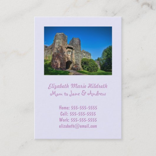 夏の日のイギリスの城入り コーリングカード (正面)