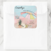 夏の日のビーチ18th誕生日パーティー スクエアシール (バッグ)