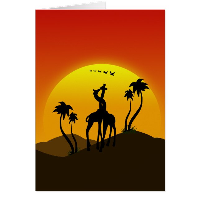 夏の日の夕暮れ時に恋の二人のキリン (正面)