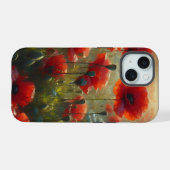夏の日の美しい赤いポピー畑 iPhone 15ケース (裏面横)