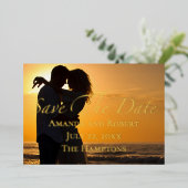 夏の日付を保存するシックなフォトゴールド結婚フォイル 箔招待状 (立ち正面)