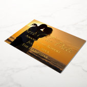 夏の日付を保存するシックなフォトゴールド結婚フォイル 箔招待状 (回転した状態)