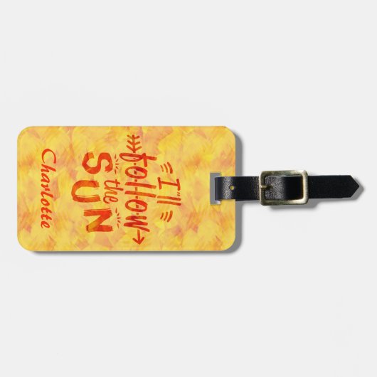 夏の日光は日曜日によって絵を描かれるカスタムな文字を後を追います ラゲッジタグ (正面横)