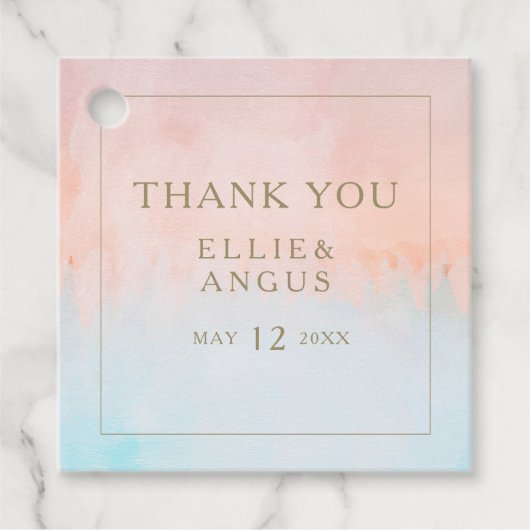 夏の日没の水の色ありがとうメッセージカード フェイバータグ (正面)