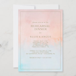 夏の日没の水の色のリハーサルディナー 招待状