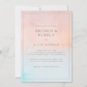 夏の日没の水の色ブランチと泡立つシャワー 招待状 (正面)